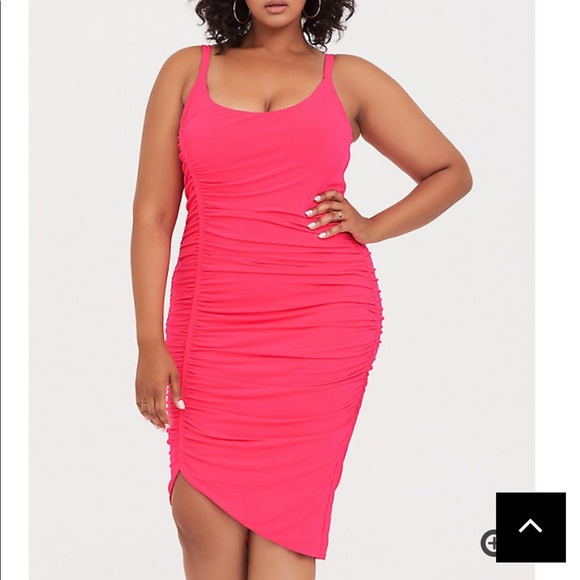 torrid Dresses & Skirts - HOT PINK STUDIO KNIT RUCHED BODYCON DRESS